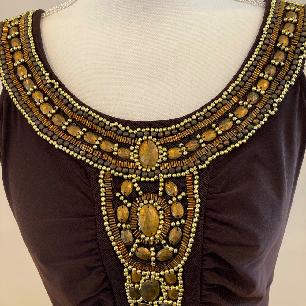 Brown embellished dress